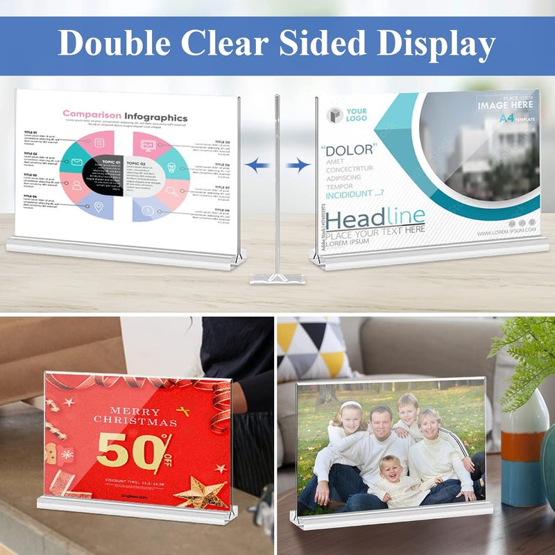 Arrobust Acrylic Sign Holder 8.5x11 Inches 6 Pack Horizontal, T -Shaped Double Sided Clear Paper Frames, PlasticTable Menu Display Holder, Document Flyer Table Stand for Office, Store, Restaurant - Image 3